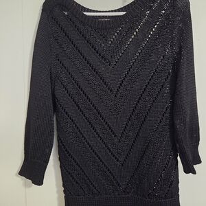 White House Black Market Black Chevron Knit Sweater